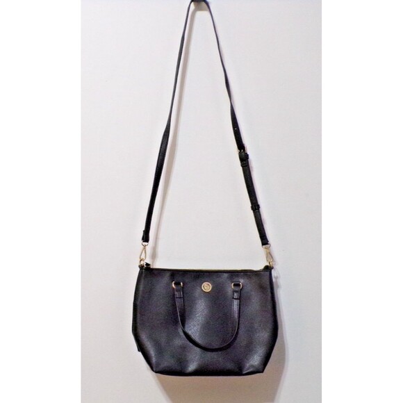 Anne Klein Black Shoulder Bag Adj Strap Cold Accents - Picture 1 of 9